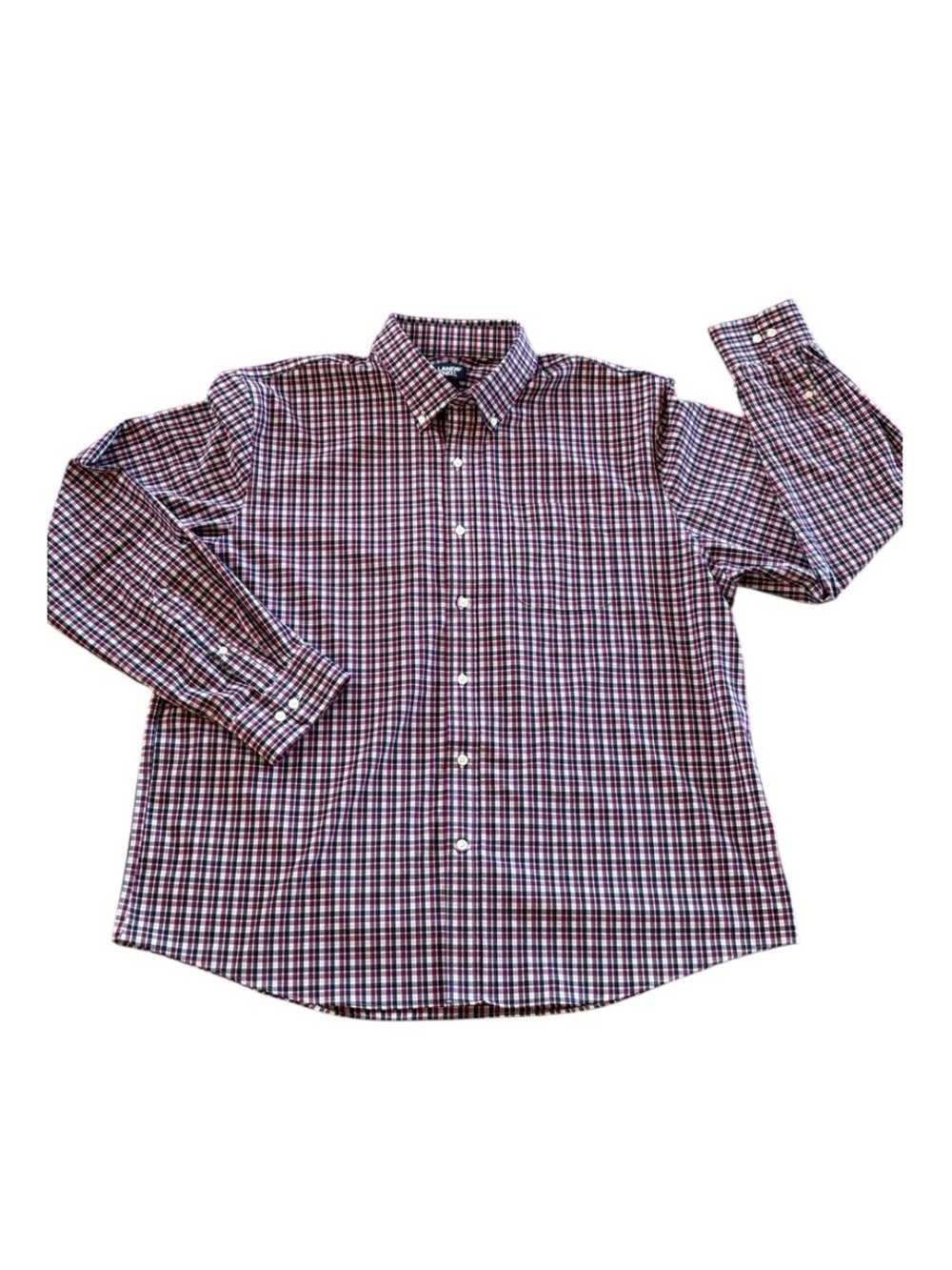 Lands End‎ Plaid Long Sleeve Burgundy Black Shirt NWOT Size XL